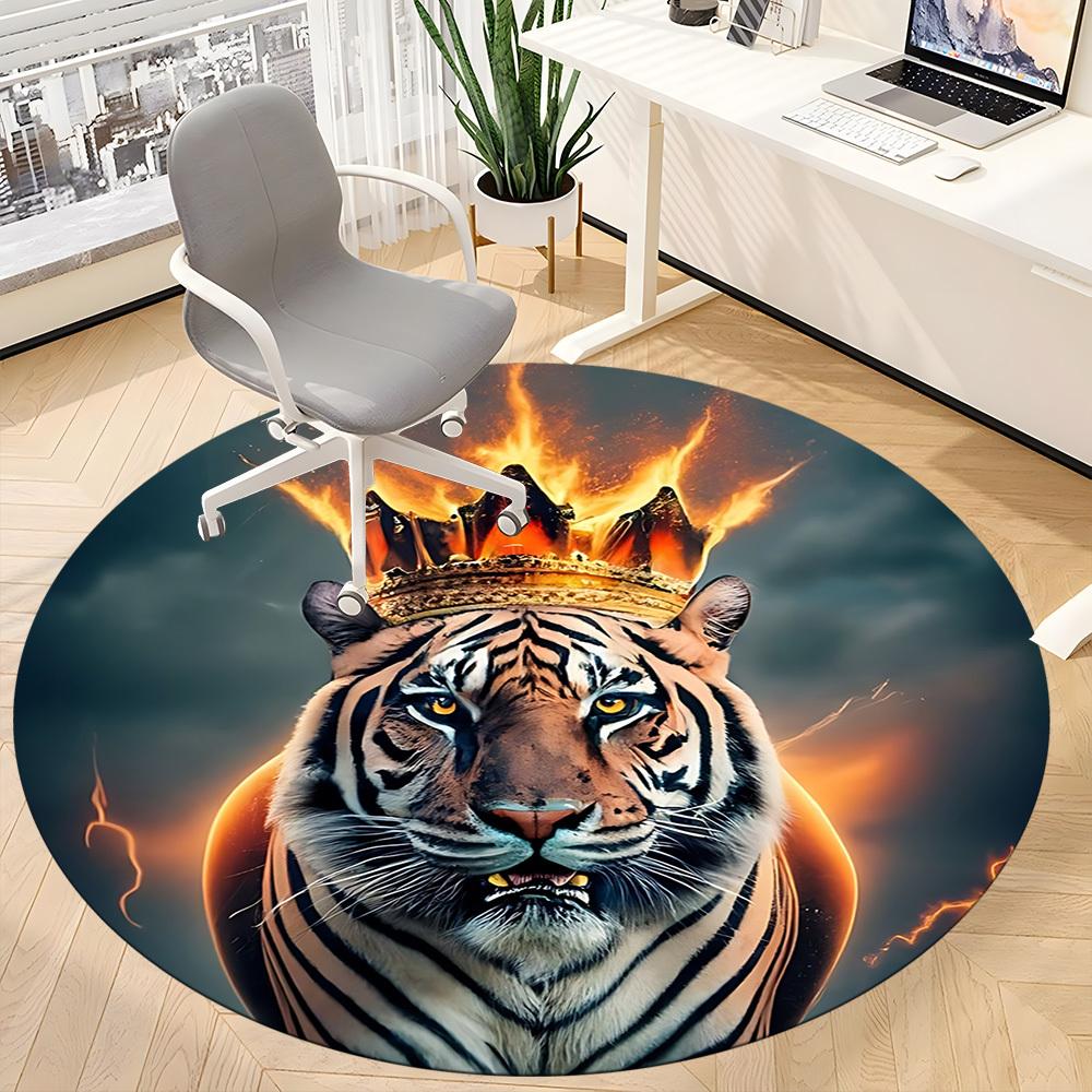 1pc Tiger Crown Chair Carpet for Office, Non slip, Soft and Durable Office Rug