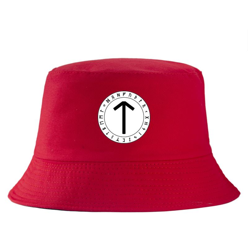 Reversible Viking Tiwaz Rune Victory Bucket Hat Nordic Mythology Warrior Symbol FisherUnisex Cap DoubleSided Wear Summer Panama 56-58cm