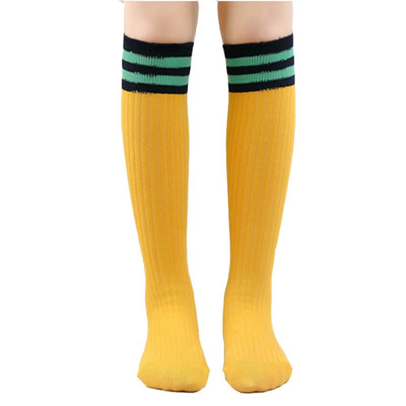 Children's Striped Cotton Sports Mid-Calf Socks, Spring & Autumn, Two-Bar Design, Basketball Style