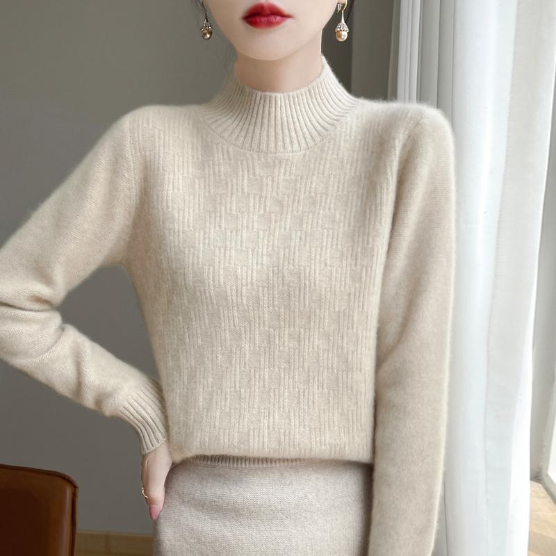 Women's Cashmere Sweater Qinghe Cashmere 30% Cashmere 70% Wool Autumn and Winter Cashmere Thick Pullover Soft and Warm