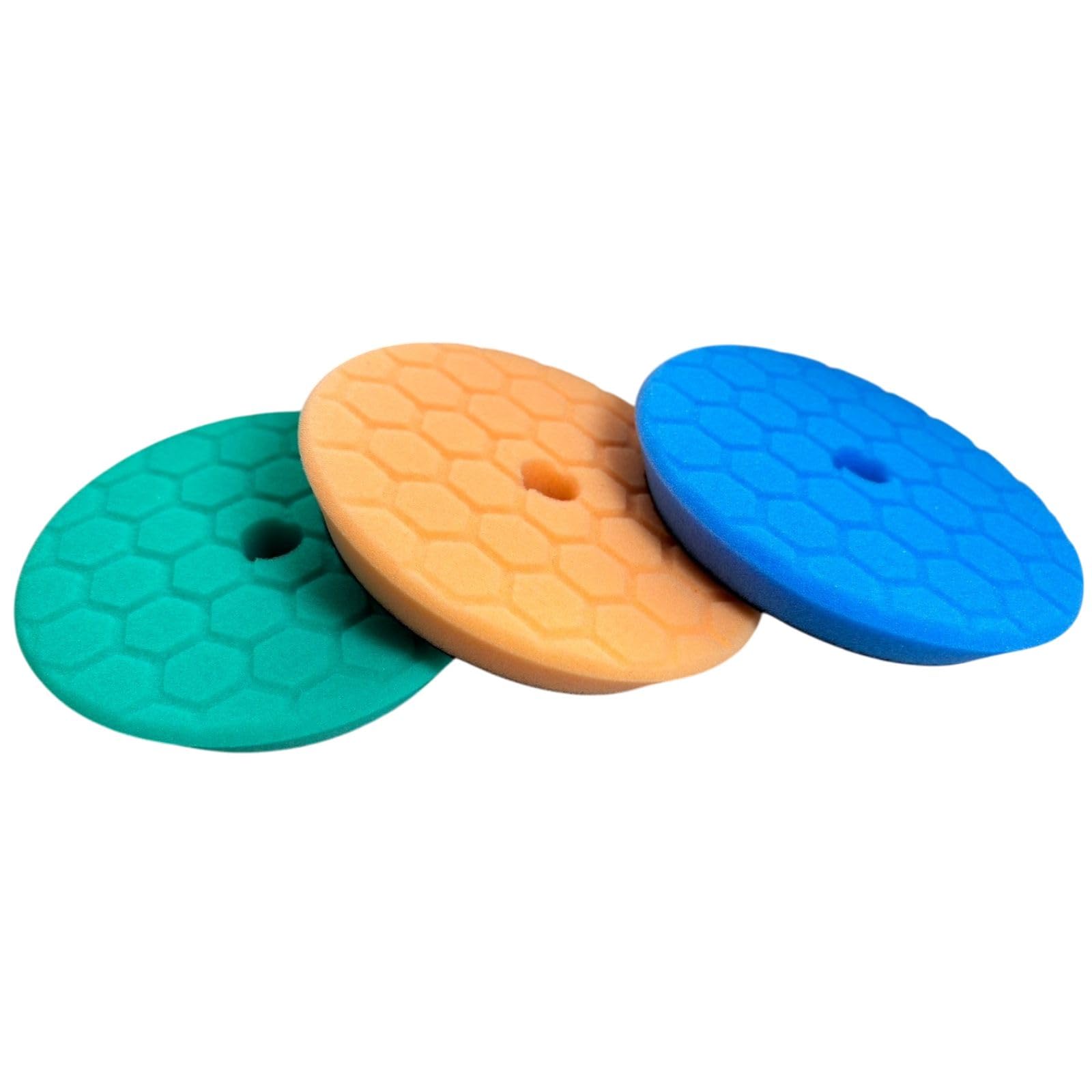 

YESprime Polisher Sponge Set of 3 Car Polishing Velcro Hex Groove Buff, Buff, 150mm, (Coarse, Medium, Fine), Compound, Polishing, Electric, Closure,