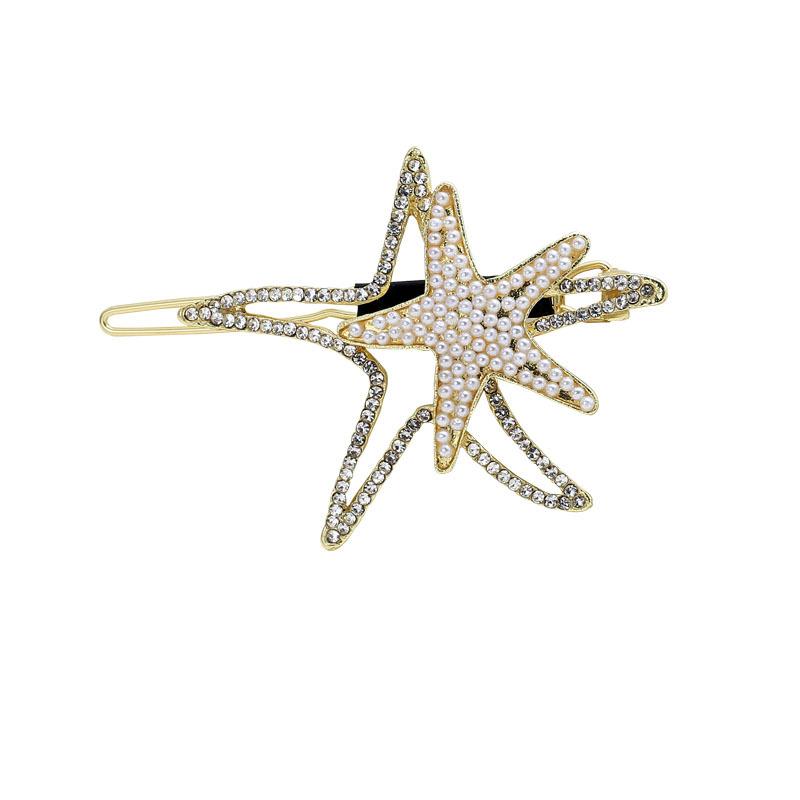 Hochwertige Imitationsperlen-Klammer, Seestern-Haarschmuck, Einfache Pony-Kante-Klammer für Mädchen, Frosch-Schnallen-Haarnadel, Haarnadel, Wort-Klammer.