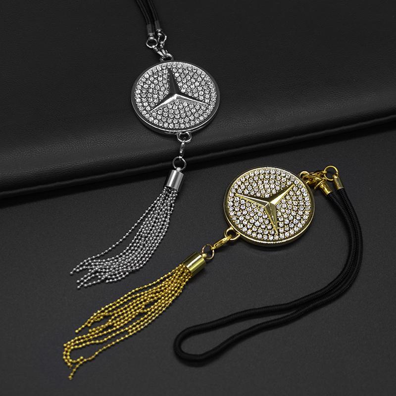 TXF4 Car Styling Metal Diamond Rear View Mirror Hanging Pendant Ornament For Mercedes Benz A C E S G Class GLC CLE CLA GLB GLS W177