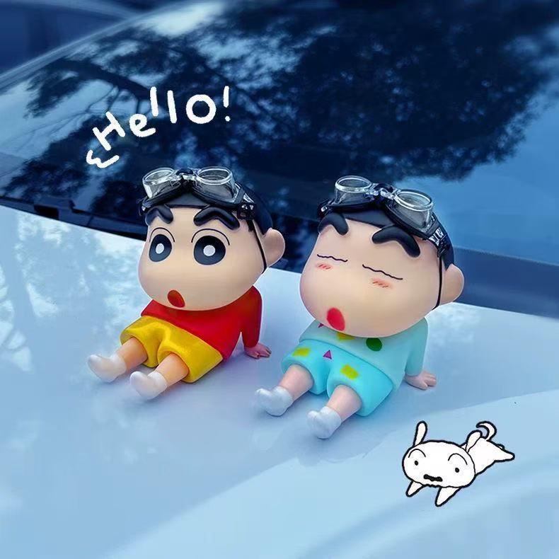 Crayon Shin-chan Car Ornament - Cute Cartoon Figurine for Car Interior and Trunk Decor Red Pilot Shin-chan