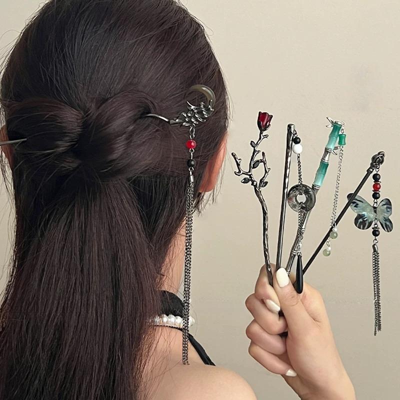 Ancient Chinese Style Elegant Butterfly Tassel Hair Stick for Women Girls Classical Hairpin Chinese Hair Accessories Jewelry