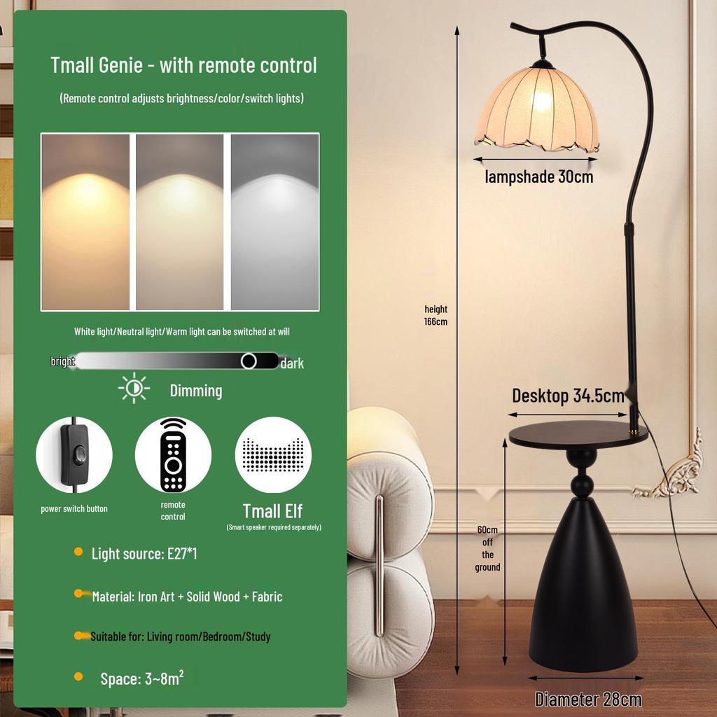 Modern Dual Purpose Floor Lamp and Coffee Table for Living Room or Bedroom