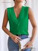 European and American Women's Summer V-Neck Layered Solid Color Top