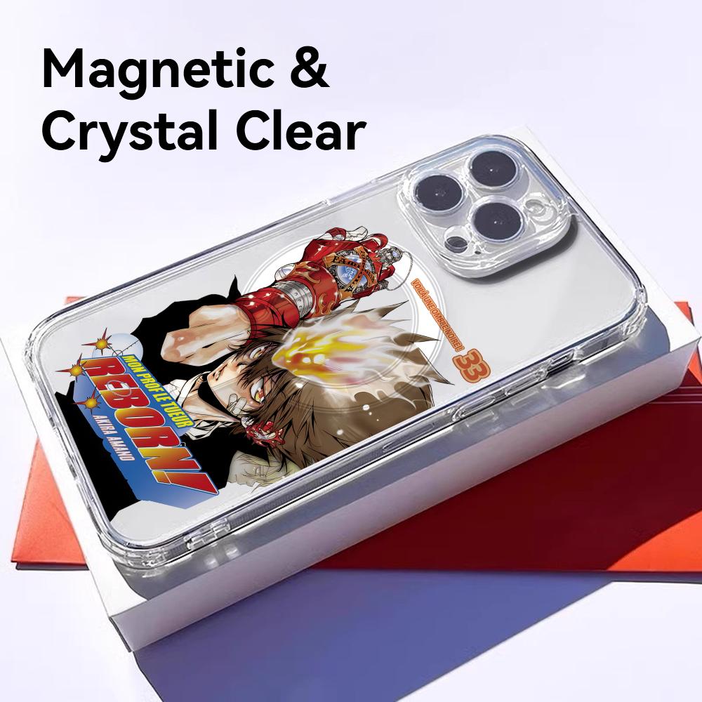 Anime R-Reborn Phone Case For iPhone 17 16 15 14 13 12 Pro Max Plus With Magnetic Crystal Clear Case Wireless Charge