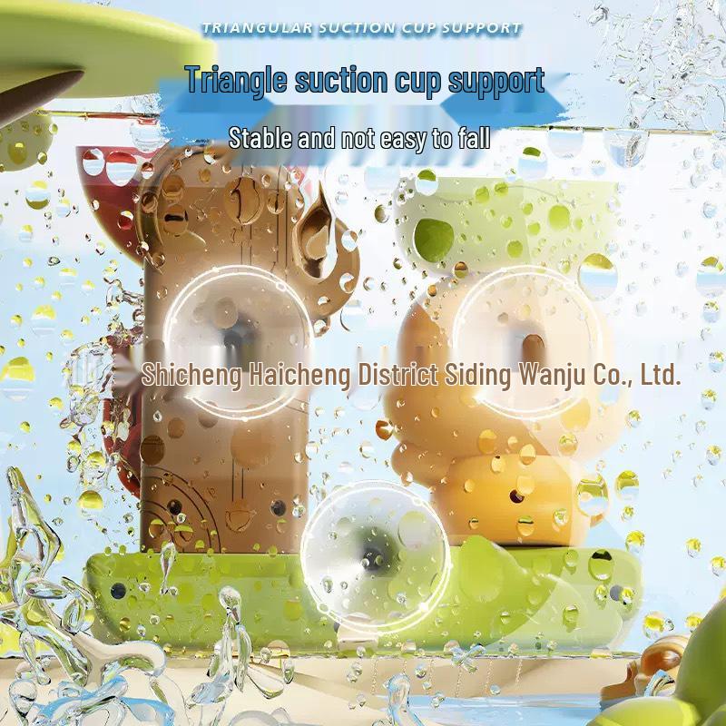 Yellow Duck Bath Toy Set with Water Spray & Suction Spinner