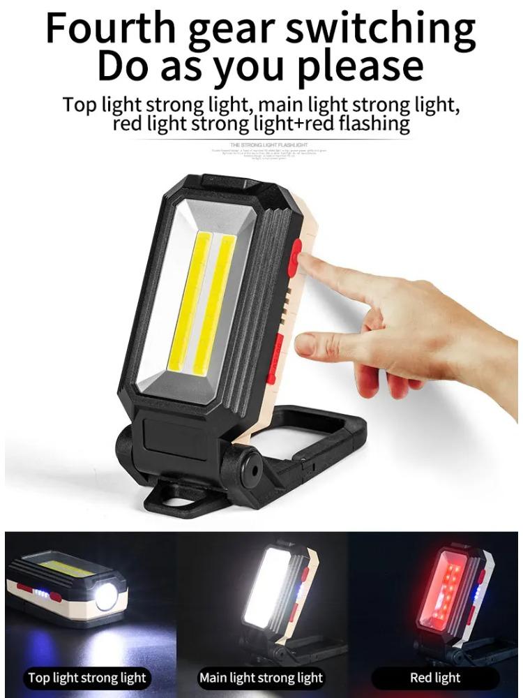 COB Magnetic Work Light Adjustable Folding Strong LED Searchlight Flashlight Waterproof Emergency Camping Tent Lantern With Hook