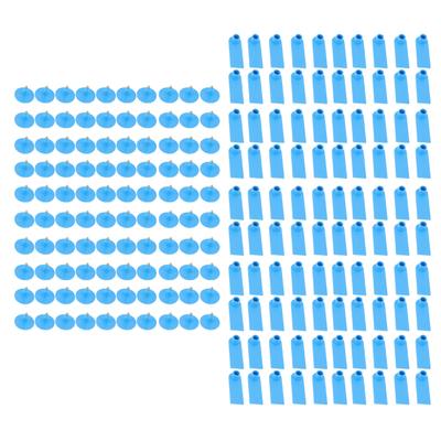 100 peças de etiqueta auricular profissional para gado em branco para porcos, vacas, gado e ovelhas, azul
