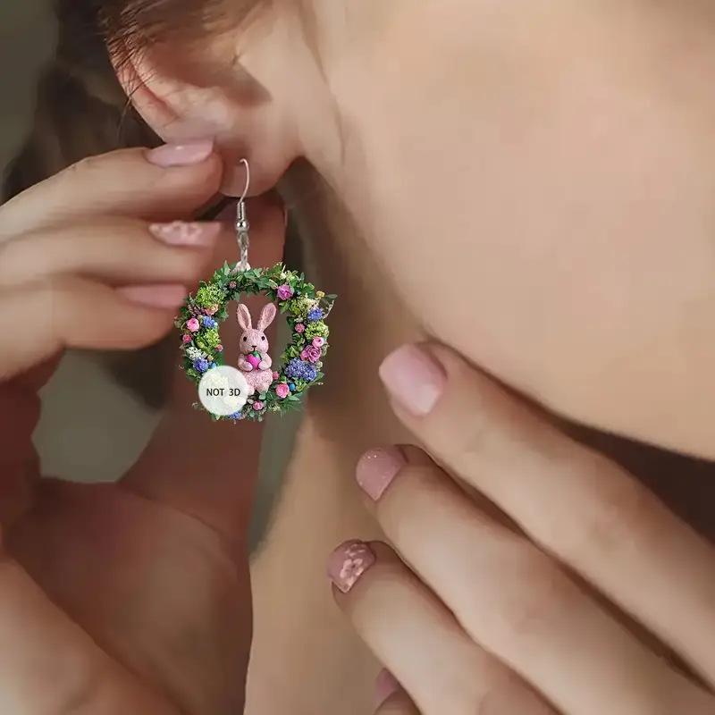 Urocze kolczyki z króliczkami i wieńcami