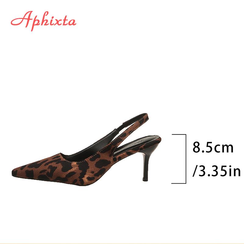 

Fashion Aphixta Sexy Leopard Print Singlbacks Pumps Women Stiletto Heels Pumps Women Party Shoes 8.5cm Canvas Pointed Toe Dress Shoes 35 леопардовый