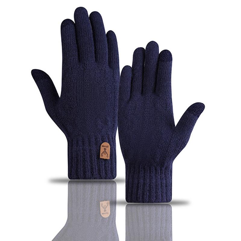 Winter Warmth Gloves with Touchscreen Capability Fleece-Lined Thickened Knit Gloves