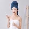 Large Hair Towel Wrap with Elastic Strap Highly Water Absorption Super Soft Fast Drying Anti-Frizz Solid Color Hair Towel