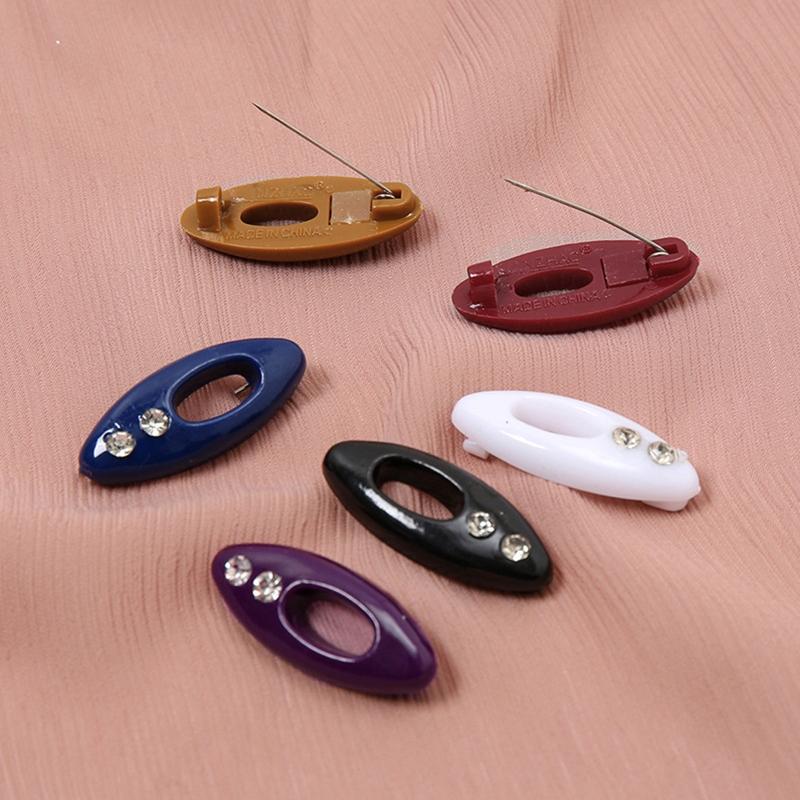 Hijab Pin 12 Pieces Plastic Muslim Women Hijab Sari Pins Mixed Color Safety Pins Scarf Clip Brooch Portable Scarf Clip