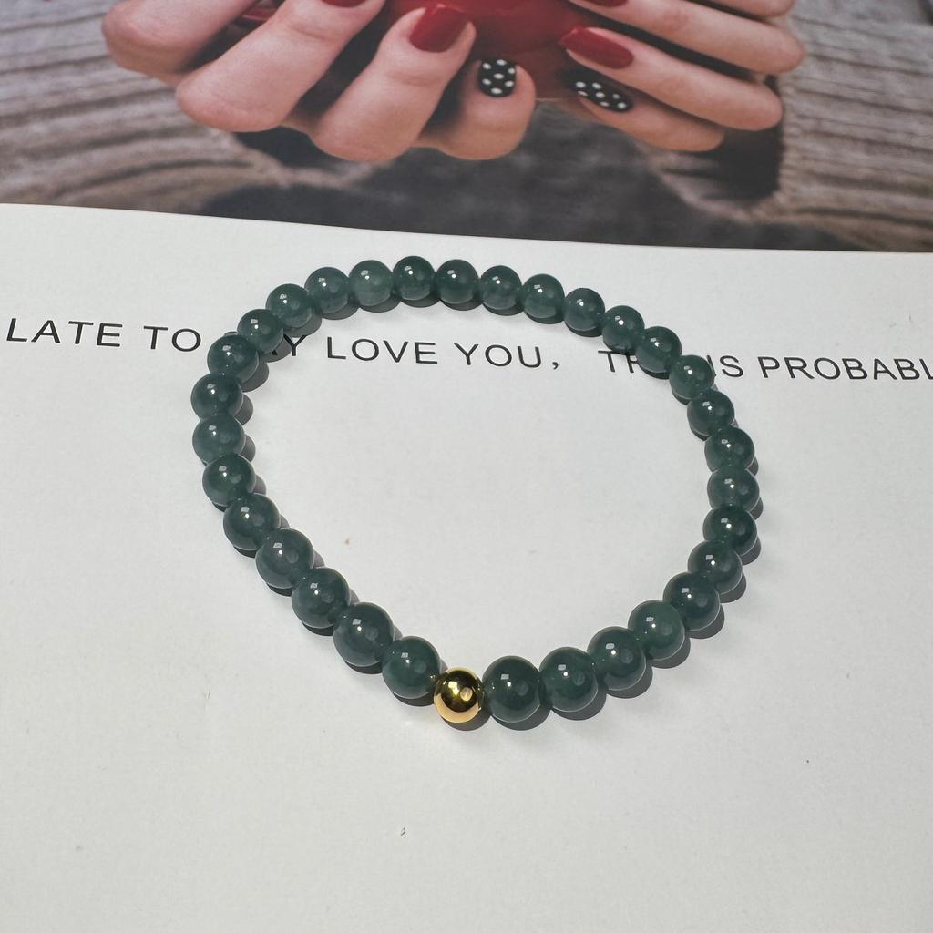 High Quality S925 Sterling Silver Natural Hetian Jade Blue Water Jadeite Beaded Temperament Simple Bracelet Women