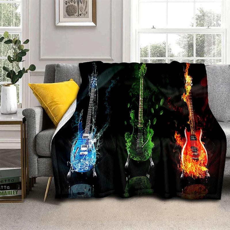 Electric Guitar 3D Classical Guitar Blanket,Soft Throw Blanket for Home Bedroom Bed Sofa Picnic Travel Office Cover Blanket Kids