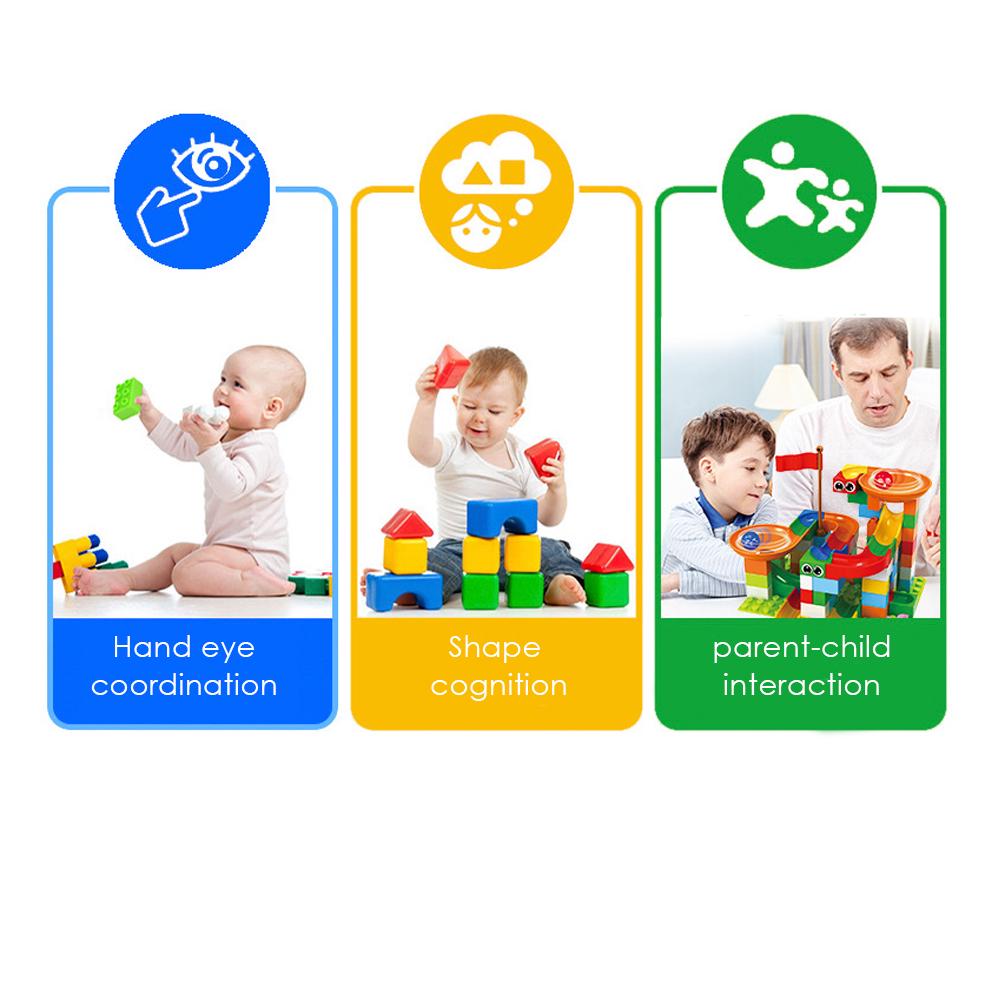 104 bucăți Fun Lock Duplo Marble Race Run Maze Ball Track Blocuri de construcție Jucării educaționale