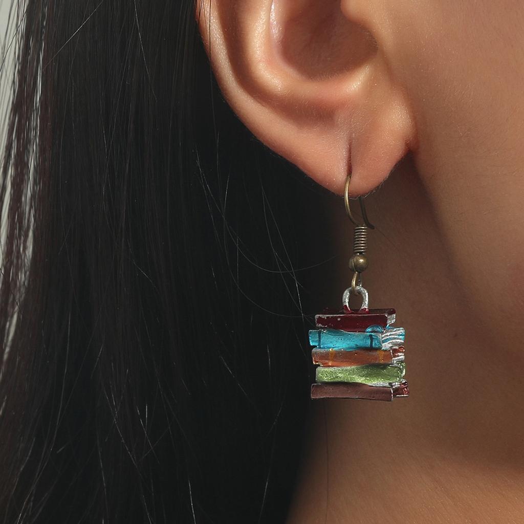 Ladies' Creative Multi Color Book Earrings