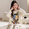 100% Cotton Girls Long Sleeve Pajamas Set Cartoon Print Round Neck Sleepwear Kids 8 Years