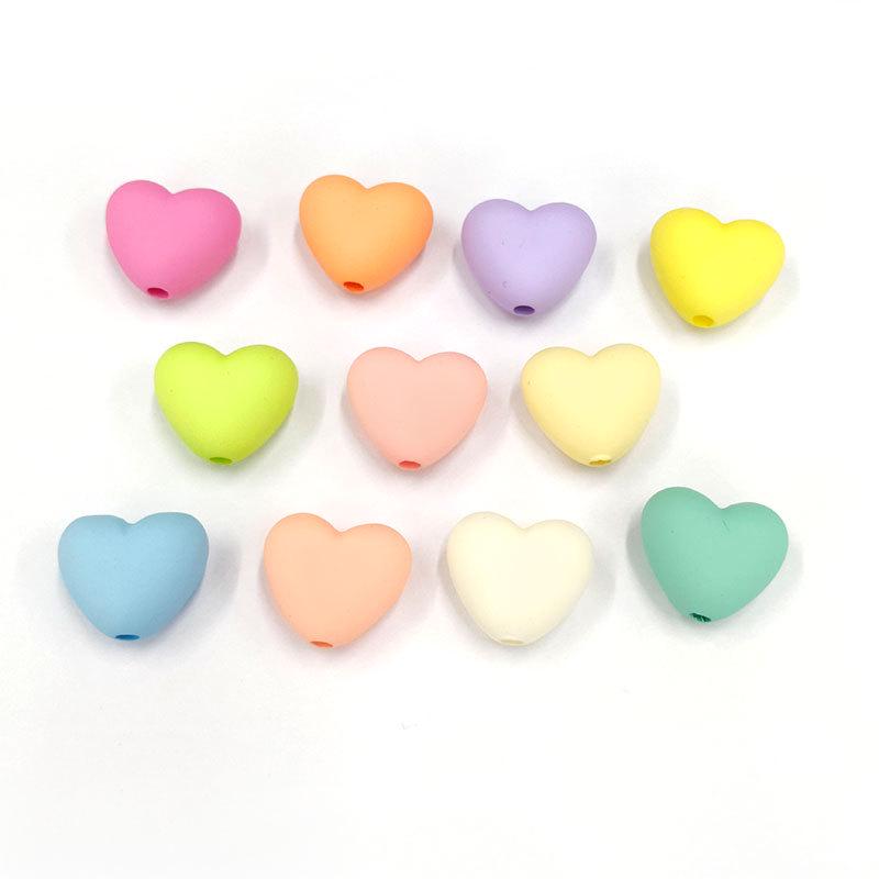 Perles Macaron Cœur - Cœur Pêche en Caoutchouc Tactile pour Collier, Bracelet et Accessoires de Cheveux DIY (E18)