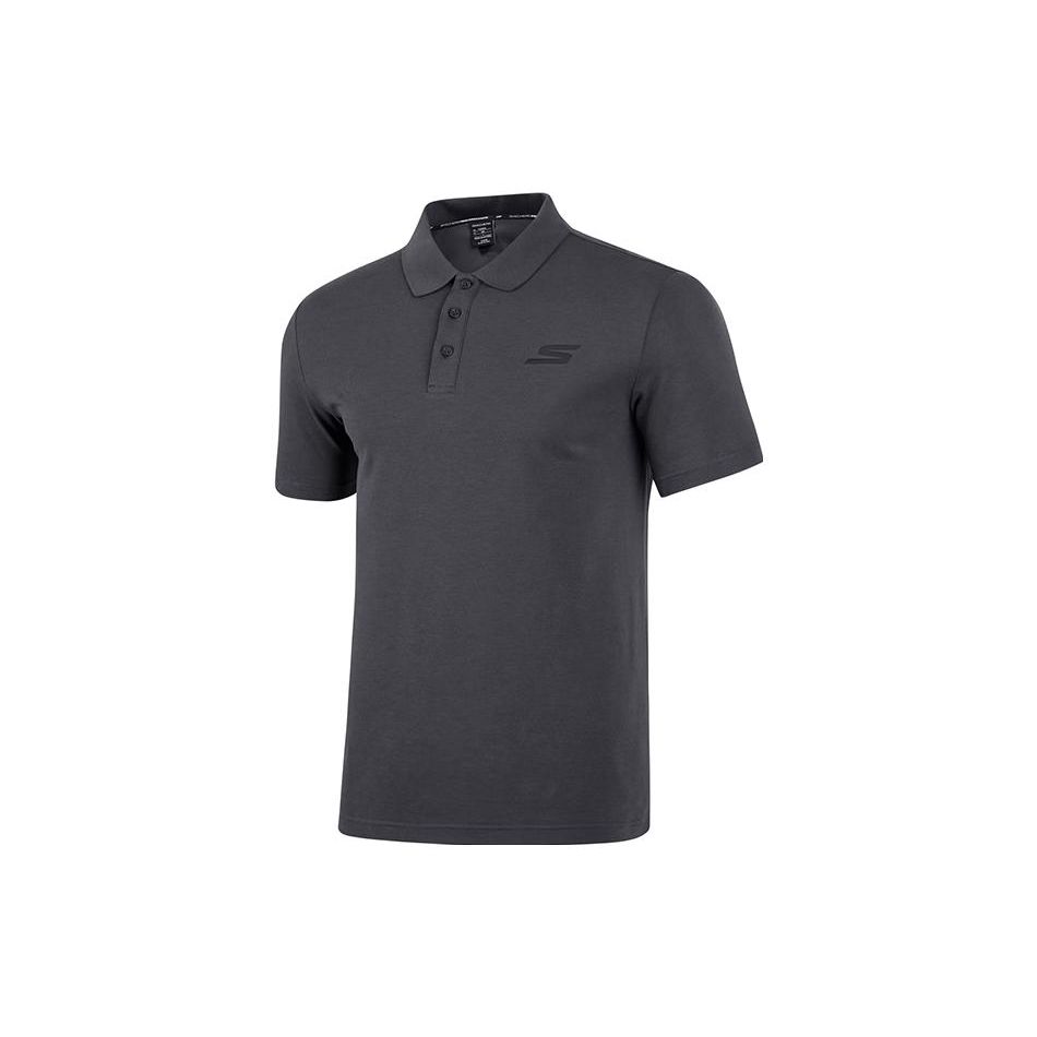 Skechers Sports Series Solid Color Logo Pullover Short Sleeve Polo Shirt Men tops Odyssey-Gray P223M126-026R