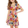 Girls' Ruffle Sleeve Dress - Round Neck Printed Sundress