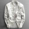 Japan Stil Herren Leinen Baumwolle Hemd Harajuku Stehkragen Langarm Slim Fit Einfarbig Männlich Casual Atmungsaktive Klassische Tops