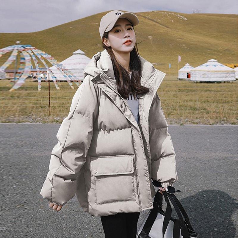 Down Cotton-padded Coat, Women's Short Korean Style Loose Winter Coat, Thickened Cotton-padded Jacket, Bread Coat