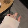Elegant Korean-Style Rhinestone Square Ring - Retro, Adjustable, Sparkling, and Trendy Index Finger Ring for Women