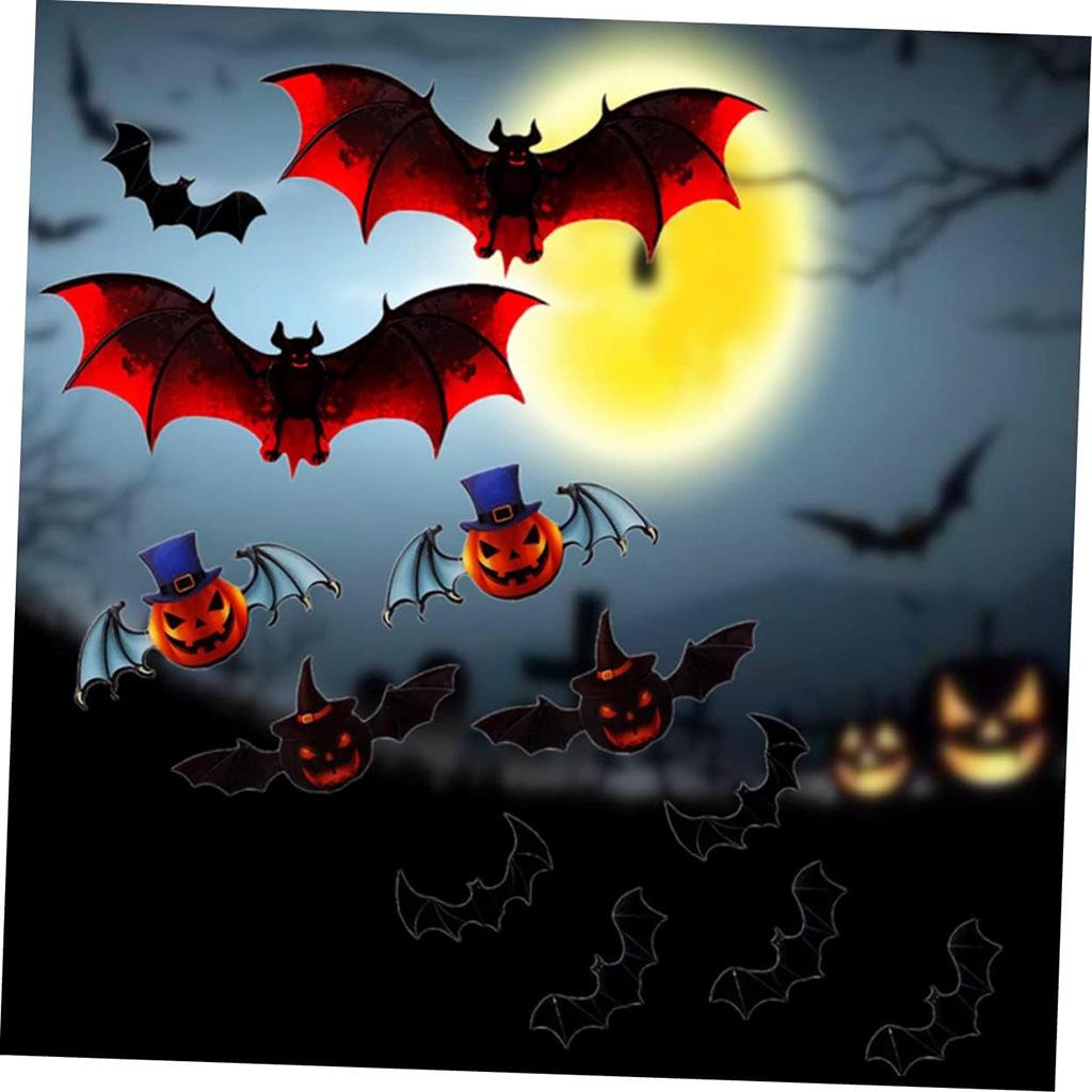 12PCS 3D Colorful Bat Halloween Wall Stickers Party Decorations