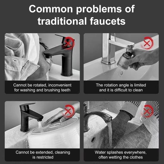360-Degree Rotating Faucet Extender Leakproof Universal Fit Easy to Install Swivel Kitchen Faucet Aerator Sink Attachment
