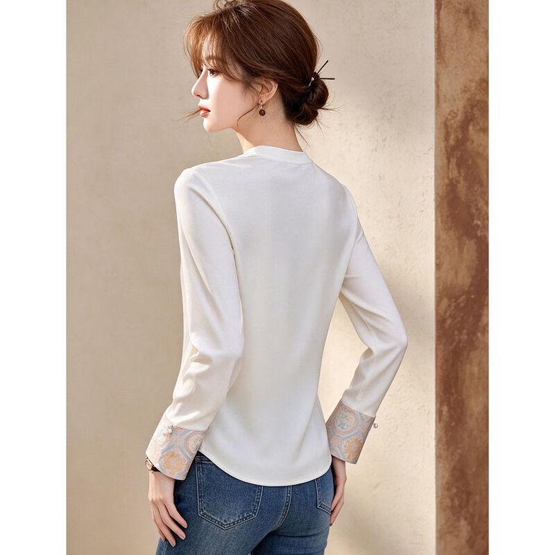 D.F.DEAR New Chinese Style Embroidered Frog Button Blouse
