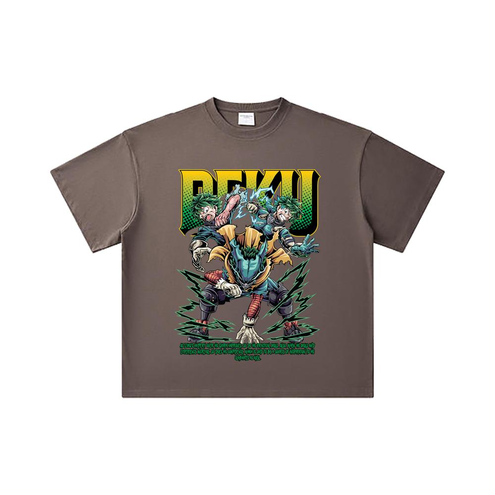 260 GSM Double Yarn 32 Count 100% Cotton My Hero Academia V15 Deku Print Unisex Heavy Cotton T Shirt