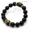 Ishiki Sanskrit Onyx 14mm Hjerte Sutra Armbånd for Menn Tarak Statue av Himmelen Bodhisattva Født i Oksens og Tigerens År Kraftstein