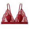 Sexy French Ultra-thin Bra Transparent Hollowed-out Hot Backless Anti-protrusion Rabbit Cup Lace Underwear
