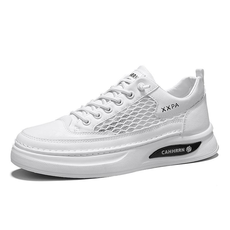 

Men s shoes summer breathable thin hollow mesh casual little white board shoes flat-soled feet low-top student sports mesh shoes 39