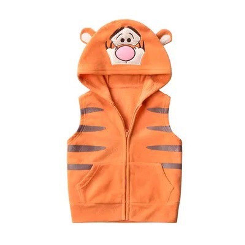 Japanese-Style Autumn and Winter Baby Fleece Vest Cartoon Unisex Lightweight Cute Hooded Children s Cotton Vest Tiger 140