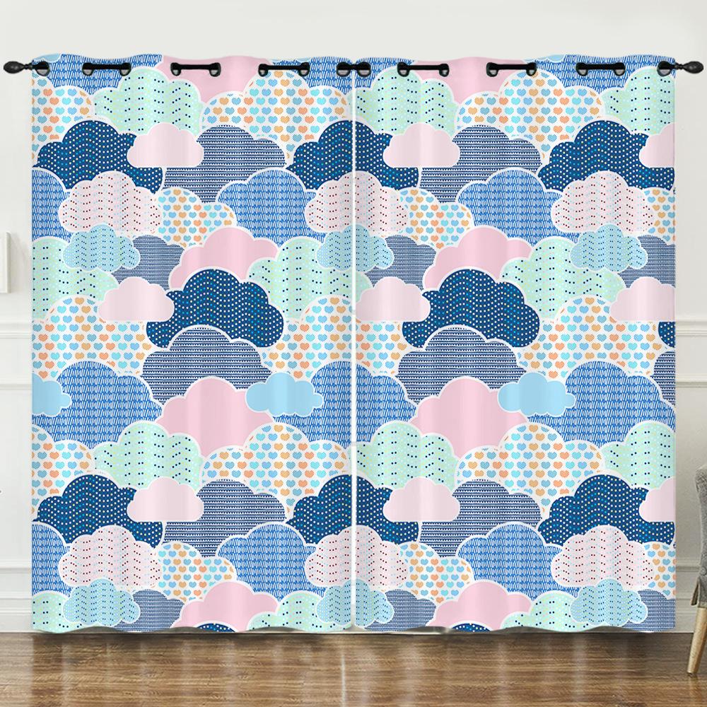 

Шторы Японские Синие Цветущая Сакура Цифровая Печать Светонепроницаемые Шторы На Люверсах 97cm*114cm*2