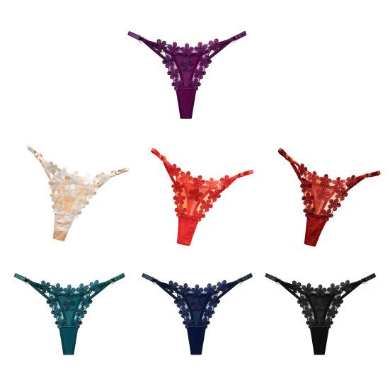 Women Panties High Cut Stretchy Super Soft Breathable Solid Color See-through Lace Sexy Ladies Tong G-string