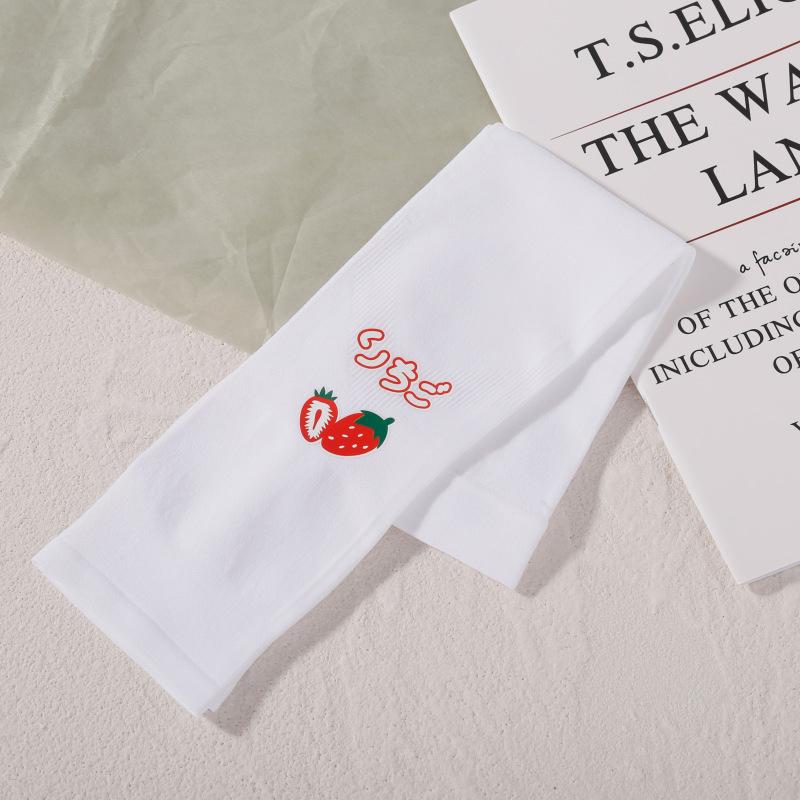 

1Pair Fruits Print Cycling Driving Sun Uv Protection Arm Sleeves For Women Girls Outdoor Versatile Breathable Ice Silk Sleeve білий