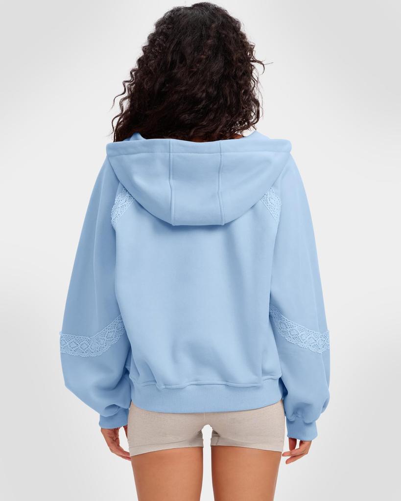 Women's Fleece Jackets Fashion 1/2 Zipper  Long Sleeves Hooded Pullover Sweatshirt With Pockets