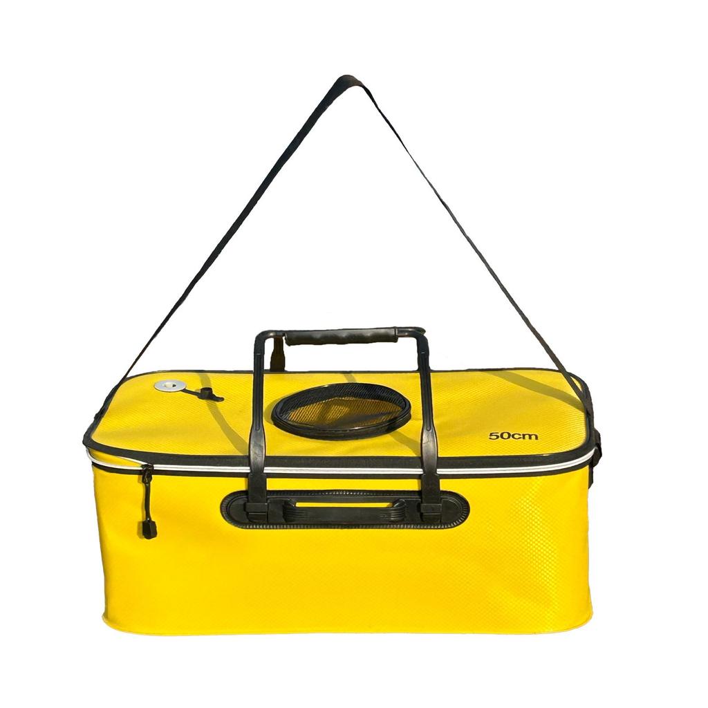 Durable Multifunctional Skylight Fishing Tackle Box: Folding Fish Bucket with Woven Texture for Portable Live Catch Storage.
