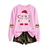 Women's Casual Christmas Letter Print Crewneck Sweatshirt for Holiday and Everyday Wear