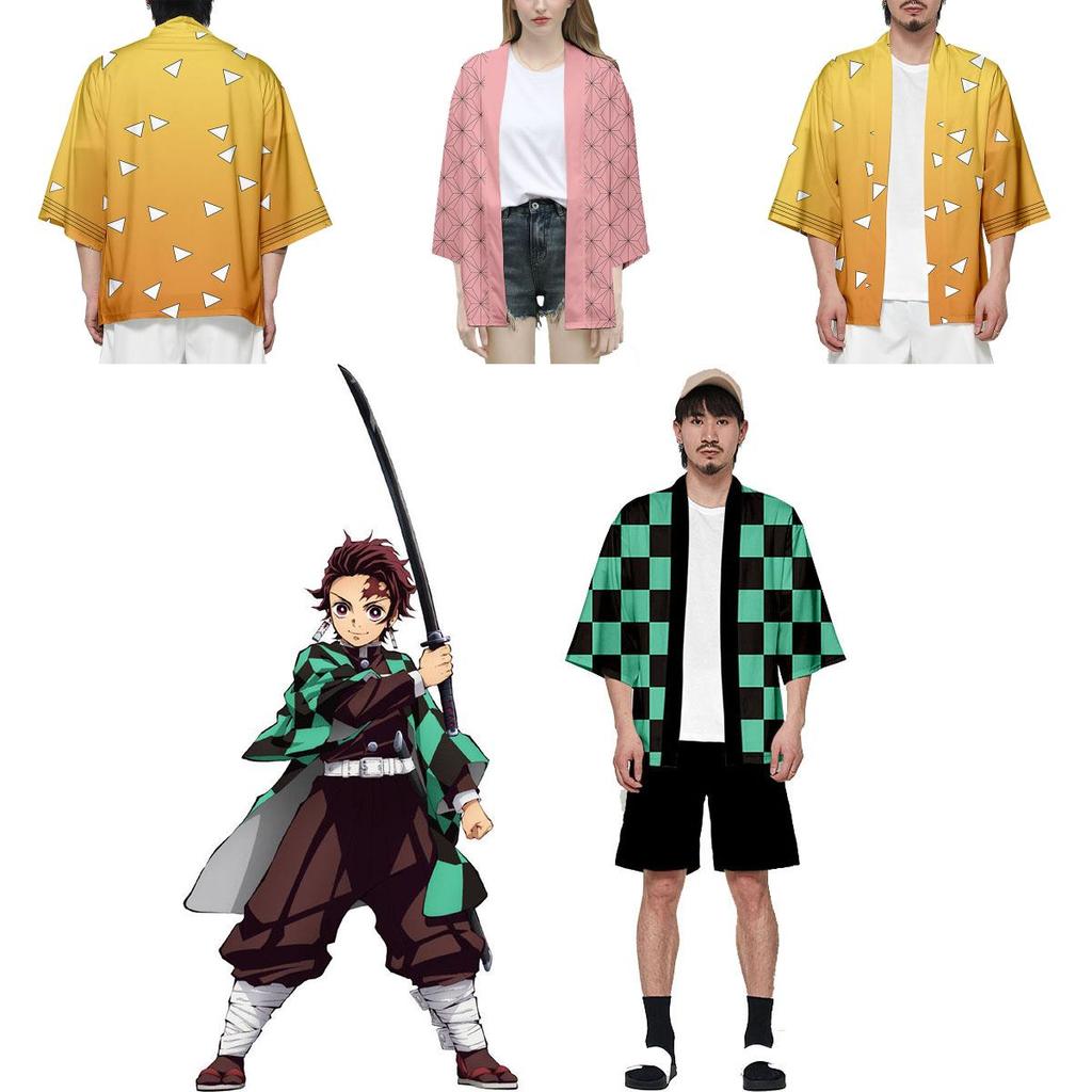 Vysoce kvalitní prodyšné anime Demon Slayer Kimetsu No Yaiba Kamado Nezuko Cosplay volné haori kabát topy