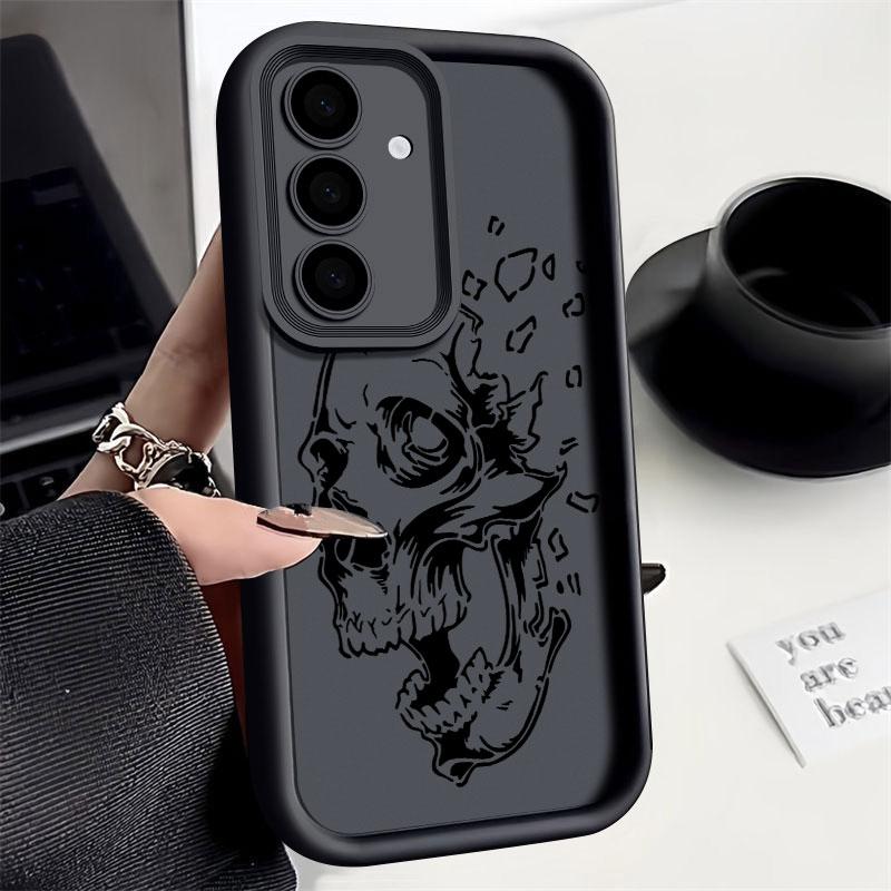 Phone Case For Samsung S26 S25 S24 S23 S21 S20 Ultra Horror Black Skull Skeleton Funda For Galaxy S25 S24 FE S26 Plus Soft Cover