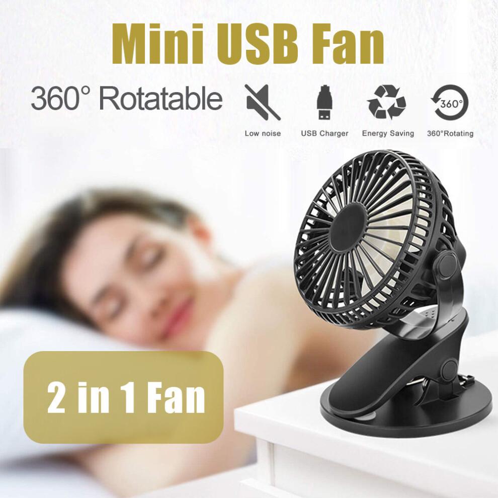 Clip On Stroller Fan USB Mini Personal Desk Fan Rotation Cooling Fan