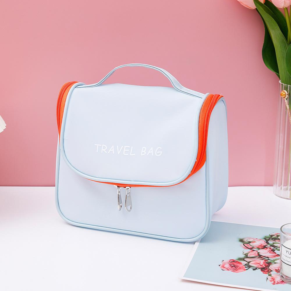 

Stylish Jelly Color Makeup Organizer Bag For Women Portable High-value Cosmetic Pouch Travel Waterproof Storage синій