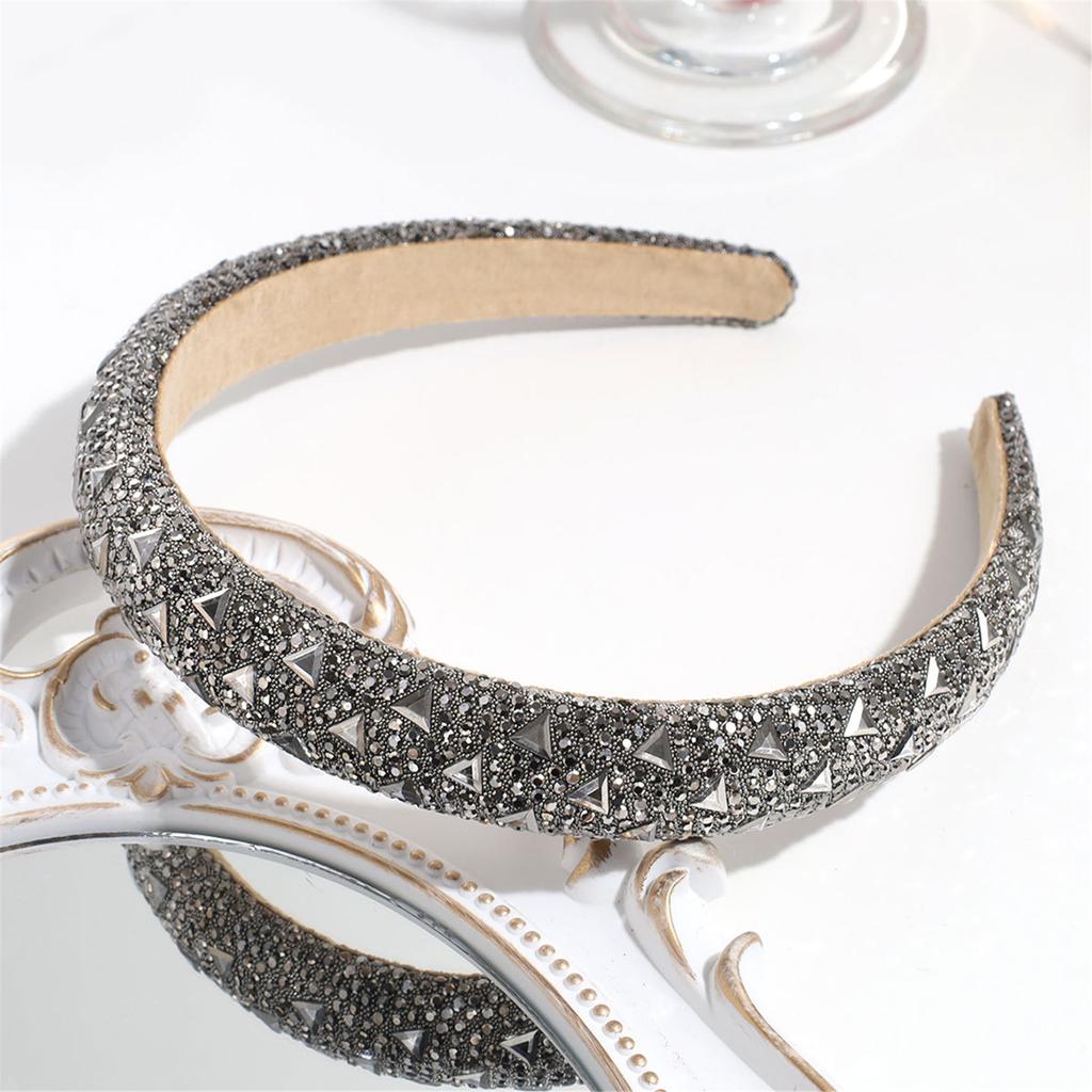 Shimmering Dark Rhinestones Headpiece Lightweight Headbands Adjustable Design For Celebrations Professional Use